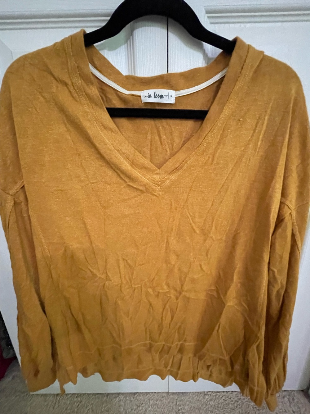 In Bloom Women's V-Neck Lightweight Mustard Pullover